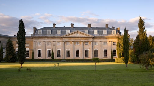 The east wing of Ickworth Estate in sandstone sweeping lawn in front